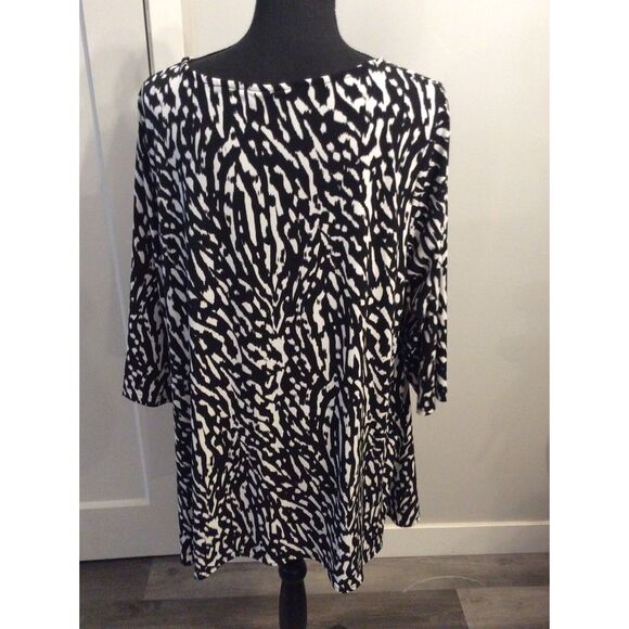 Plus Size 1X Black White Stretch Tunic Alfani Womens - Picture 1 of 5
